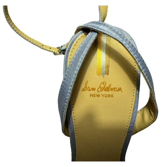 Sam Edelman Women's Kia Olso Blue Satin Block Heel Sandals Sz 9 Strappy NEW - Picture 4 of 11